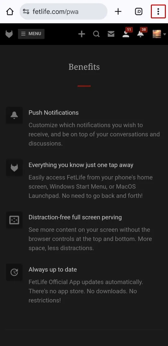 It's announced as more options button