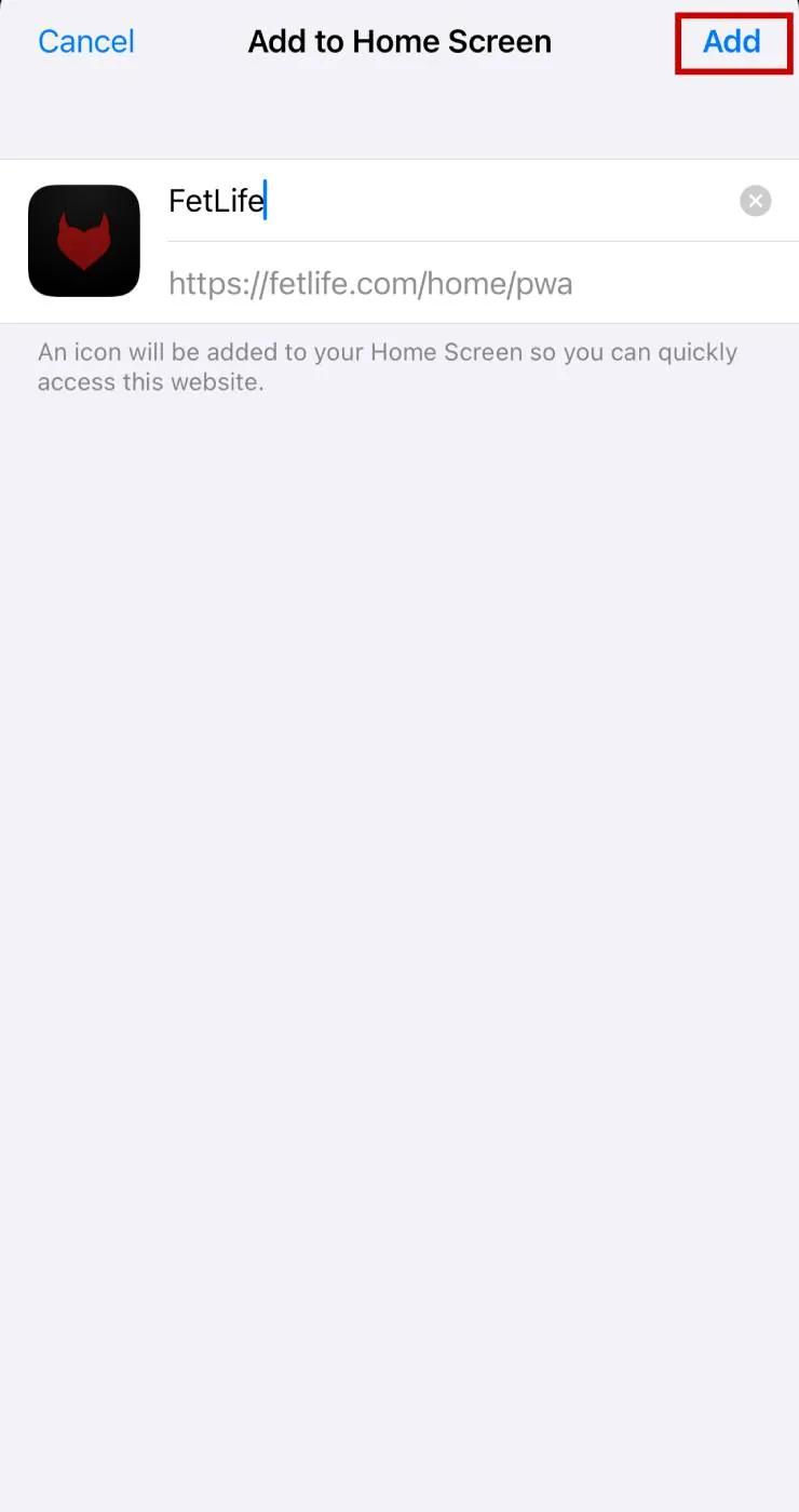 This will add the app to your Home Screen